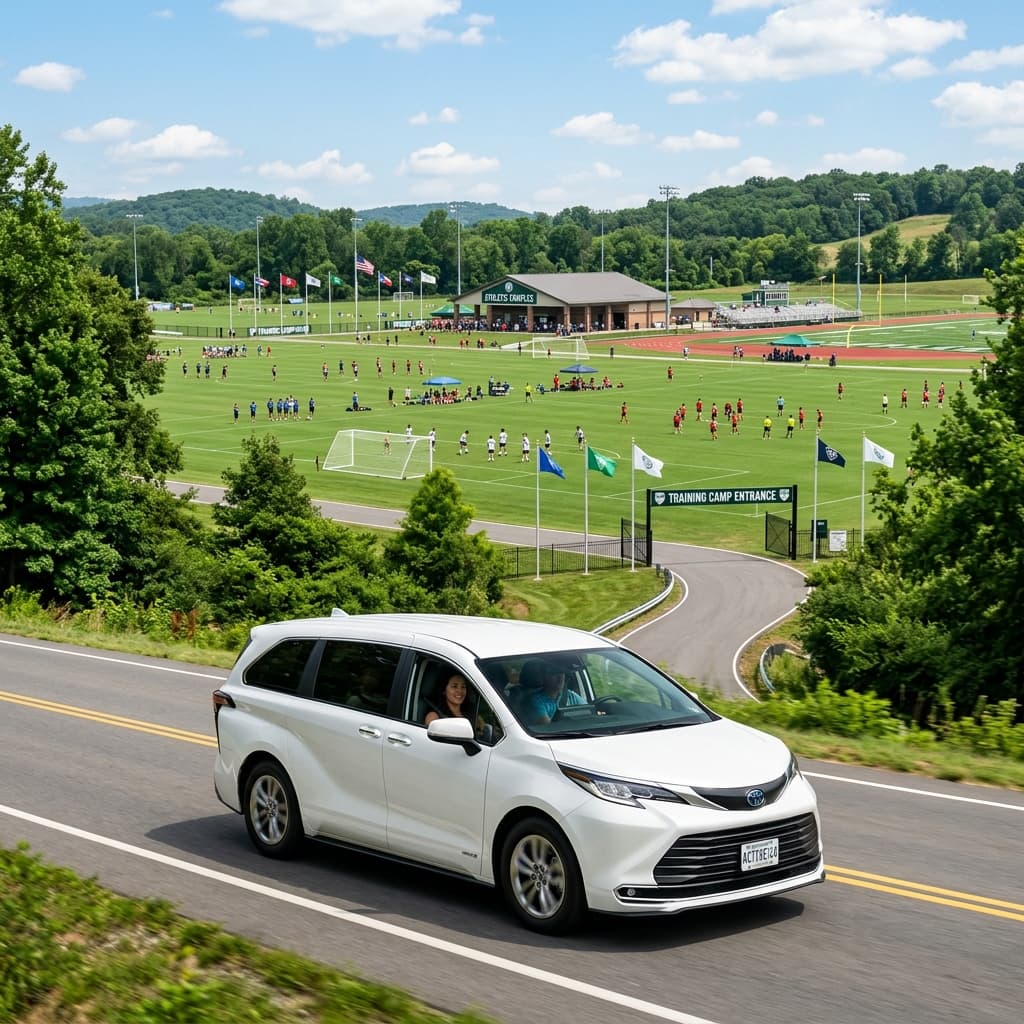 Smart ride-sharing and cost splitting for sports camps.